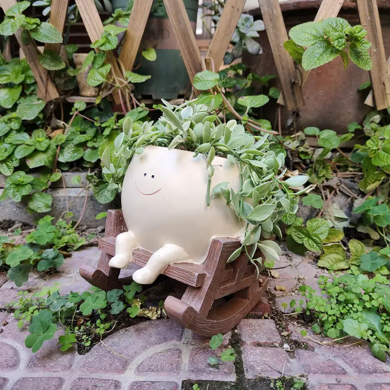 typo plant pot with legs Rocking Chair Smiley Pot – House Plant Paradise