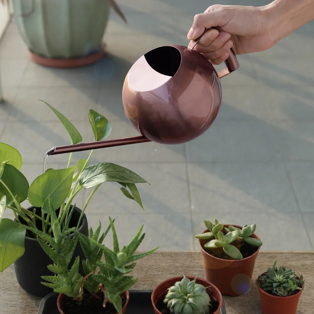 small house plant watering can Round Flexible Stainless Steel Watering Can Gold