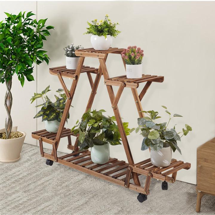 6-Tier Wooden Pyramid Shelf