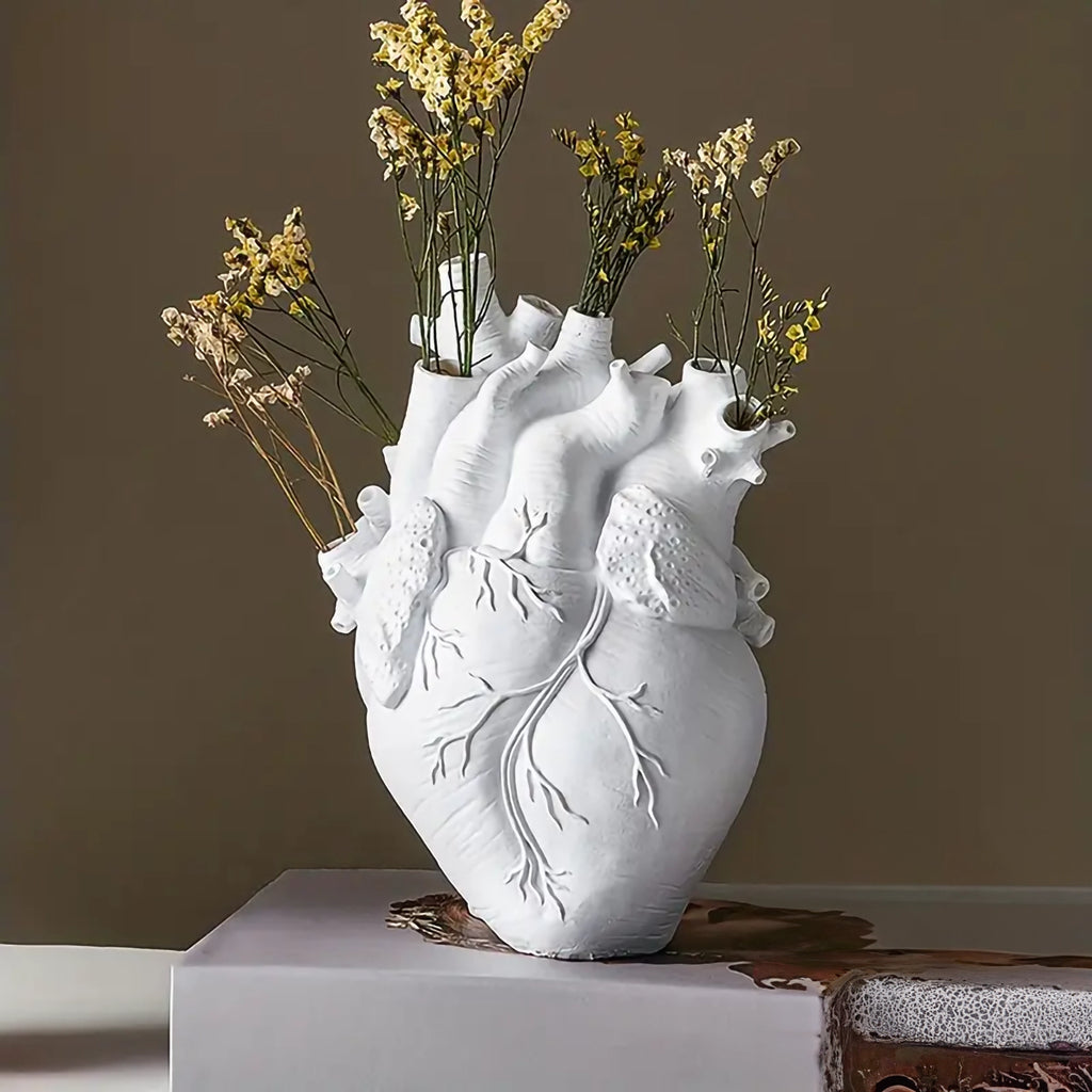 Fashion Anatomical Heart Vase, Red Finish