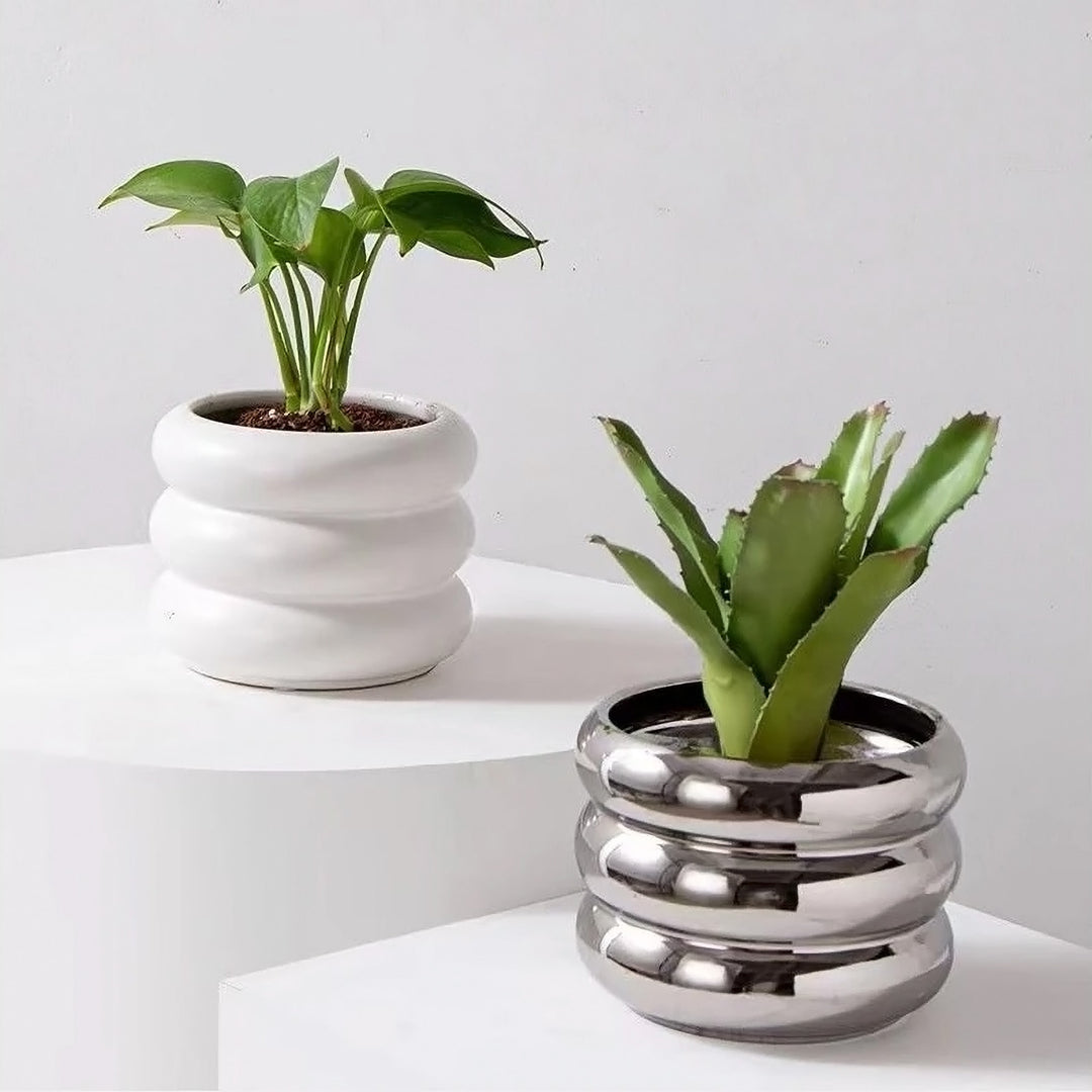 chrome indoor plant pots Stacking Chrome Planter – House Plant Paradise