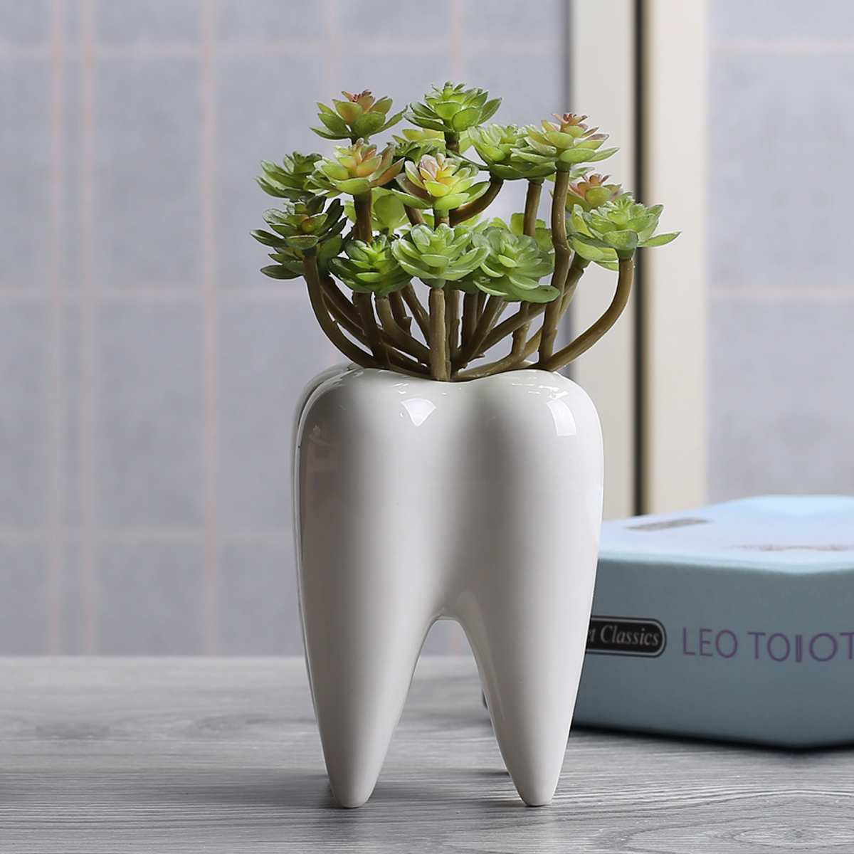 tooth plant pot Tooth Shaped Ceramic Flower Pot Planter Plant Holder 7Y6R Succulen Flower